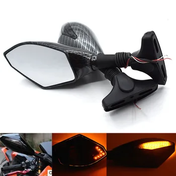 

Universal Motorcycle Rearview Side Mirrors LED Turn Signal For Yamaha YZF R6s 2006-2009 FZ1 FAZER 2006-2009