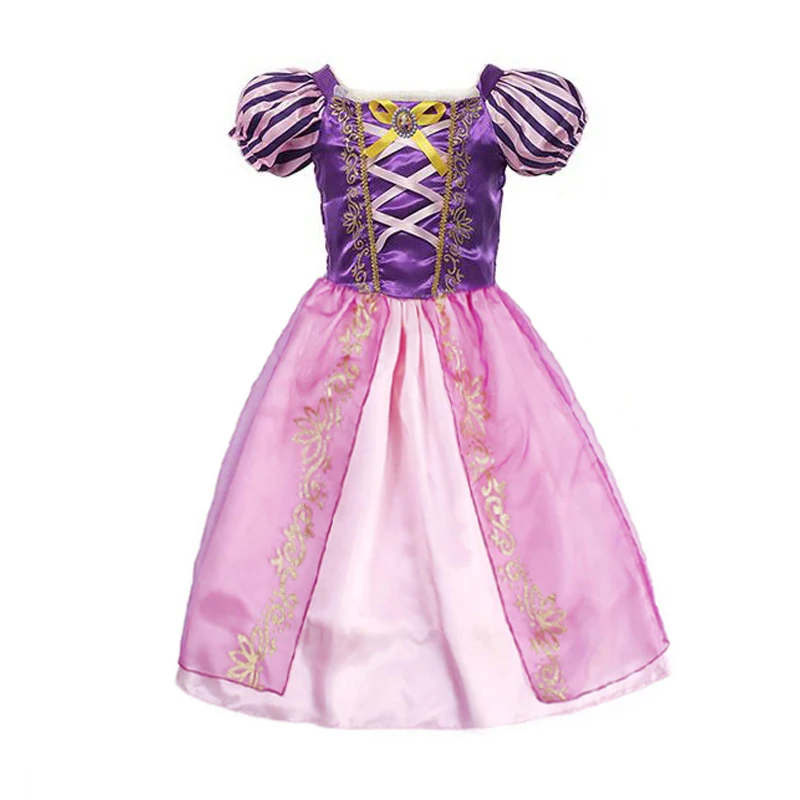 Rapunzel Dress Платье принцессы для девочек костюм Белоснежки летние Belle Жасмин Анна платья детей для Cosplay детская игрушка на Хэллоуин история, комплект одежды - Цвет: Rapunzel Dress