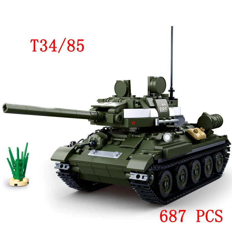 Ww2 Military Vehicles guided Tank missile Sets SWAT Army City Police T34 Germany UK US Building Blocks World War ii artillery 2