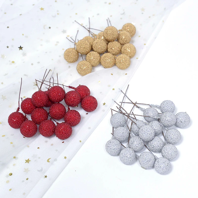 20pcs Mini Fake Fruit Artificial Glass Berries Gold/sliver/red Cherry Christmas Pearl Berries For Wedding Christmas DIY Decor 20pcs Mini Fake Fruit Artificial Glass Berries Gold/sliver/red Cherry Christmas Pearl Berries For Wedding Christmas DIY Decor
