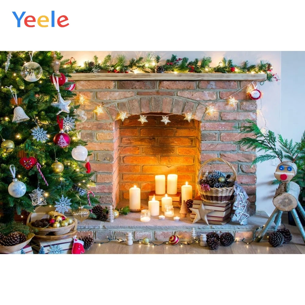 Yeele Photography Photophone Christmas Backdrop Fireplace Fire Decoration Newborn Baby Background Photo Studio Photobooth Shoot |