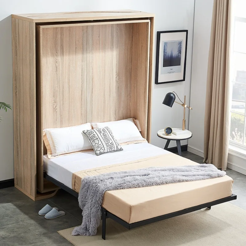 Combinaison de lit pliant rotatif invisible en bois, bibliothèque  multifonctionnelle, étagère murale - AliExpress