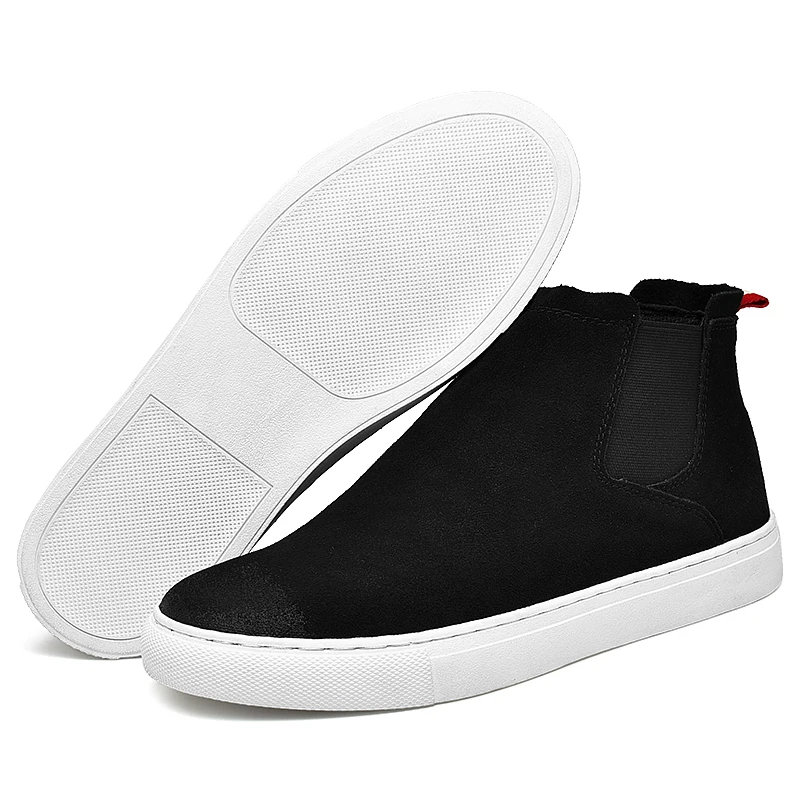 Winter Mens Ankle Flat Fashion Cow Suede Chelsea Boots Men New Designer Black Botas Botines Bottes Homme Bottine men chelsea boots