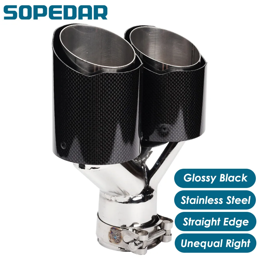 

SOPEDAR Dual Unequal Right With Clamp Escape coche Stright Edge Glossy Stainless Y Model For Akrapovic AK AP36KR
