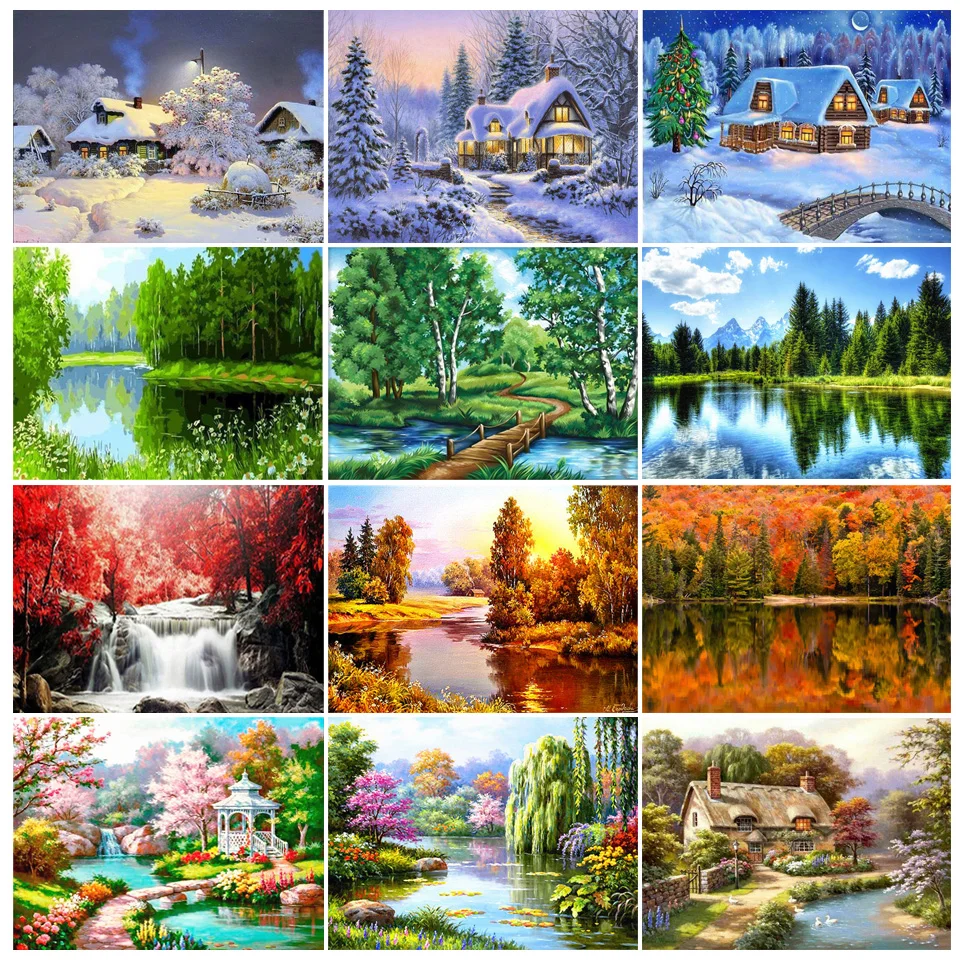 5d diy pintura diamante paisagem completa quadrado/redondo diamante bordado ponto cruz kit mosaico imagem strass decoração gif