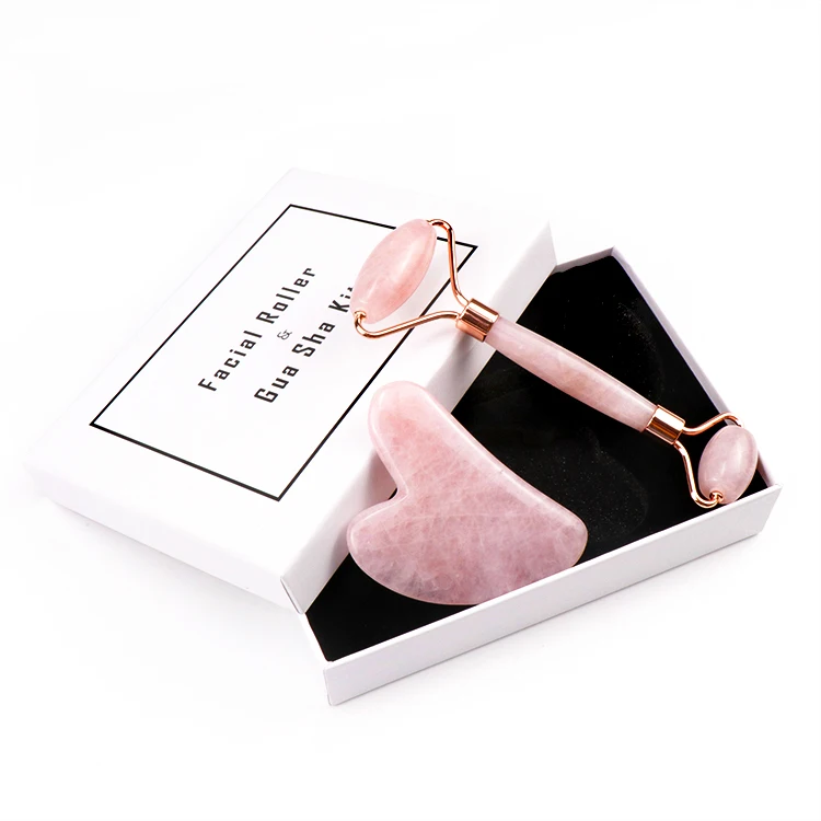 2in1Rose Quartz ролик массажер для похудения лица подъемный инструмент натуральный