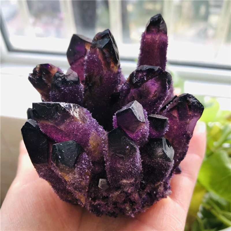 Natural violet Ghost Phantom Quartz Crystal Cluster Healing