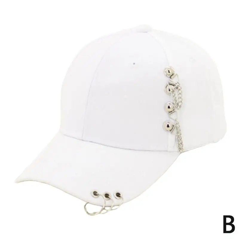 Women Baseball Caps New Korean Fashion Adjustable Black Visor Hat Women Round Circle Alloy Rings Chain Pendant Caps Women - Цвет: Черный