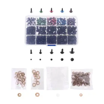 

786 Pcs Colorful Plastic Crafts Safety Eyes 15 Grid DIY Kit with Washer for Bear 95AE