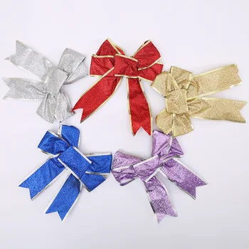 

5 Pcs Large Bow Tie Glitter Red Silver Gold Christmas Ribbon Bow Christmas Tree Bows Decoration Handmade Christmas Ornament