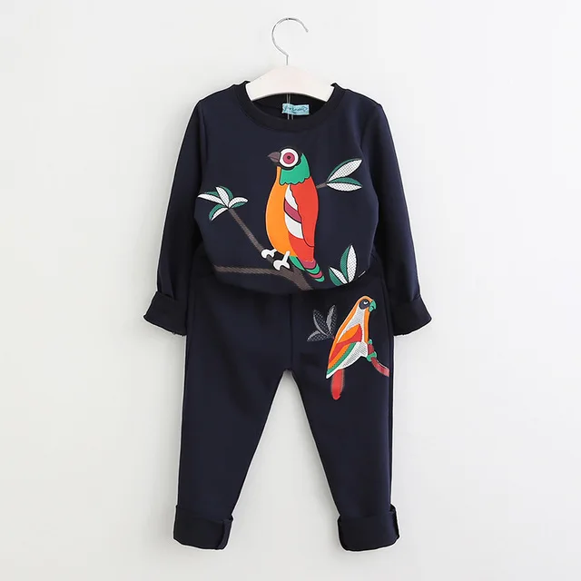 Bear leader/комплекты одежды для девочек коллекция года; Одежда для девочек футболка с длинными рукавами+ брюки; комплект одежды из 2 предметов для детей Одежда для детей - Цвет: navy blue -az543
