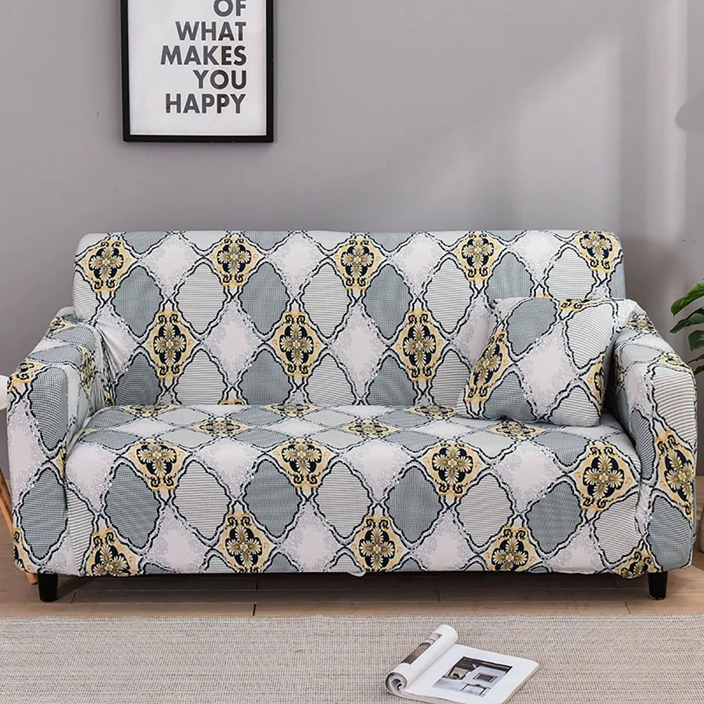 

Elastic Corner Sofa Cover For Living Room 1/2/3/4 Seater Full Coverage Floral Printing Comfortable Soft L Shape Couch Cover