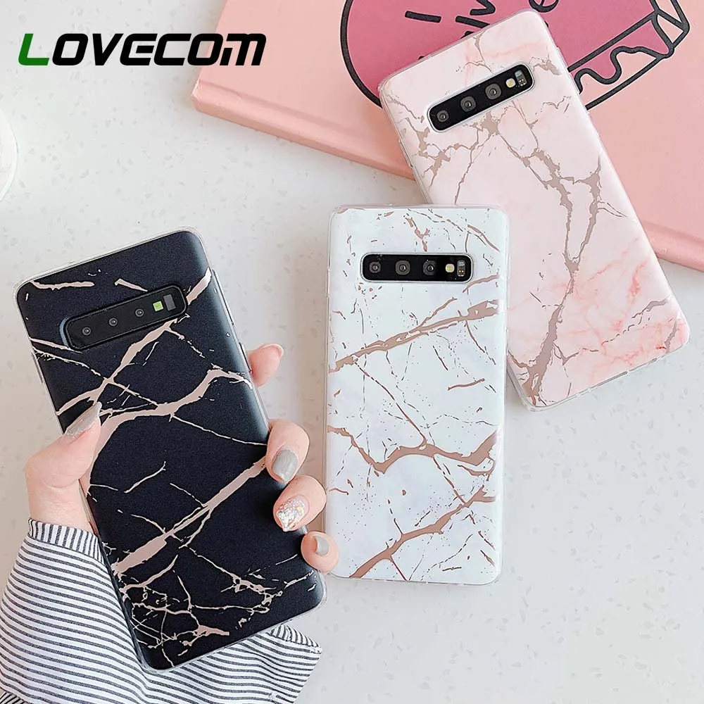 

LOVECOM Luxury Gilding Marble Case For Samsung S10e S8 S9 S10 Plus Note 8 9 10 Pro Shockproof Soft IMD Phone Back Cover Gift