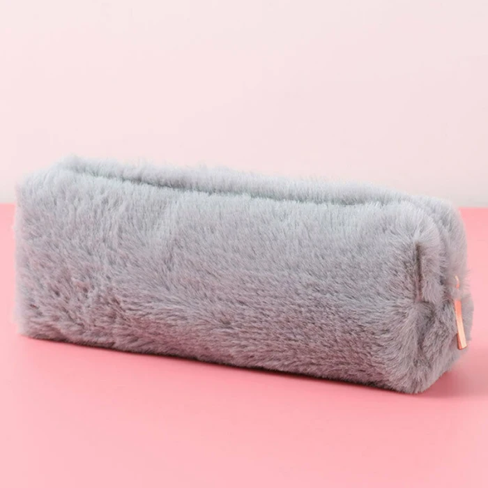 Girl Cute Pencil Case Plush Fuzzy Fluffy Makeup Coin Purse Storage Bag for Women High Quality