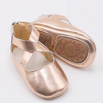 

Princess Girls Ballet Flats Baby Shoes Hard bottom Genuine Leather Solid Crib Leopard Print Infant Toddler Ballet Mary Jane Shoe