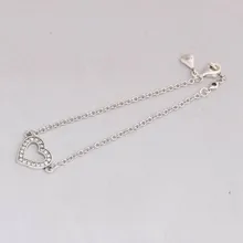 925 пробы серебро браслет символ любви с кубического циркония Звено Цепи Браслет Fit Для женщин бисера браслеты с подвесками сделай сам, ювелирное изделие