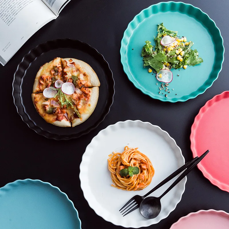 10 дюймовая круглая керамическая тарелка с скандинавскими волнами лаконичная