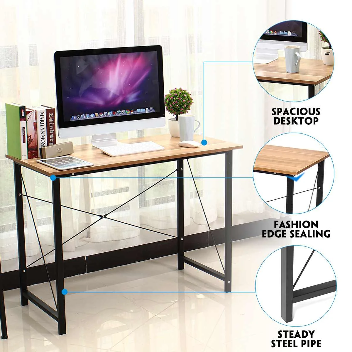 

Wood Computer Table Laptop Desk Laptop Bed Table Standing Desk laptop stand mesa study table Home Office Furniture 100x50x75cm