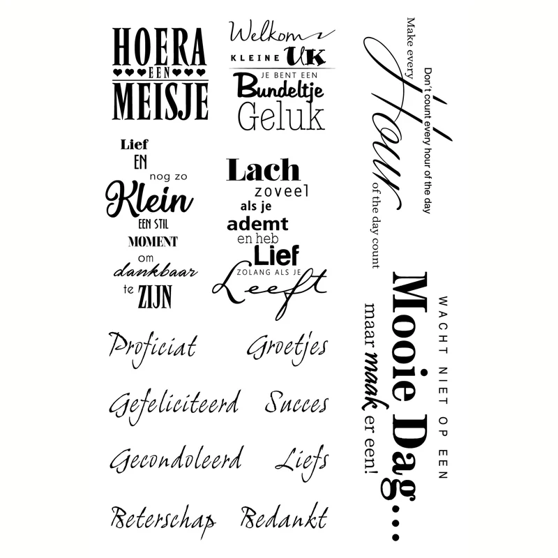 Dutch Word Transparent Clear Silicone Stamps for DIY Scrapbooking/Card