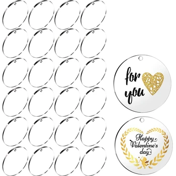 

Acrylic Transparent Disc Key Buckle Blank Round Transparent Acrylic Labels for DIY Item Crafts