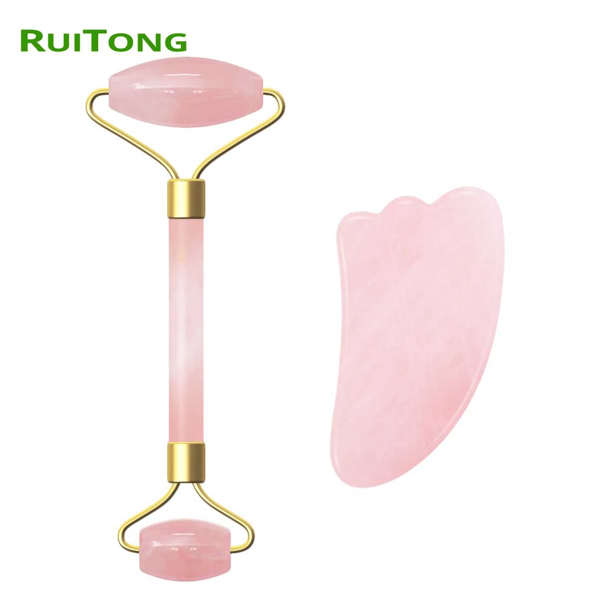 

Dropshipping Gua Sha Facial Massager Gouache Scraper 100% Natural Rose Quartz Stone Massage Roller Guasha Massage Tools RuiTong