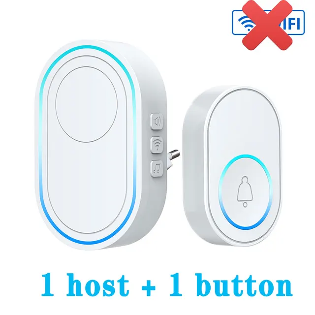 Wireless Doorbell Tuya App Intelligent Home Welcome Doorbell Waterproof Button LED Light 433MHz Security Alarm Smart Doorbell White No WiFi 1