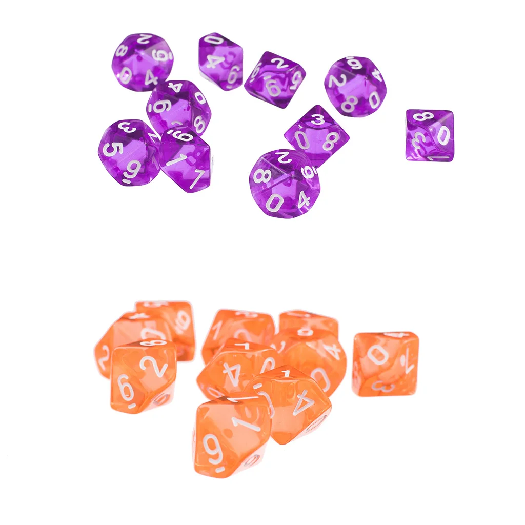 20 шт многогранные игровые кости D10 для ролевых игр DND RPG MTG настольная игра