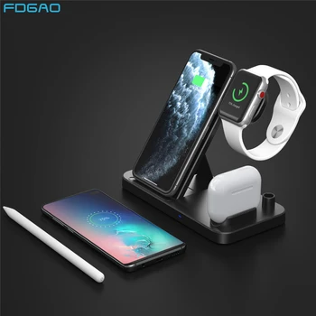 

FDGAO Qi Wireless Charger for Apple Watch 5 4 3 2 Airpods Pro iPhone 11 Pro X XS XR 10W 4 in 1 Charging Dock For Samsung S20 S10