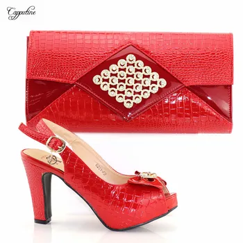 

Wonderful red high heel pump shoes matching with handbag sets for lady 8281-F2 , heel height 10.8cm