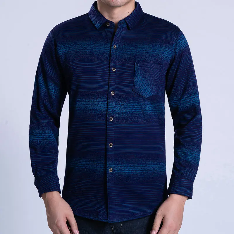 Men Cashmere Wool Shirts Autumn Winter Thicken Warm Tops Blue Purple Gradual Cross Stripe Business Smart Casual Blouse Plus Size Men Cashmere Wool Shirts Autumn Winter Thicken Warm Tops Blue Purple Gradual Cross Stripe Business Smart Casual Blouse Plus Size