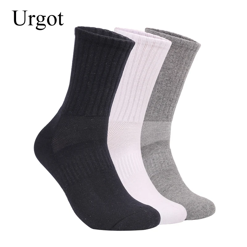 

Urgot 5 Pairs Men's Cotton Sports Socks Towel Bottom Solid Color Thicked Terry Sock Long Tube Deodorant Basket Ball Socks Meias