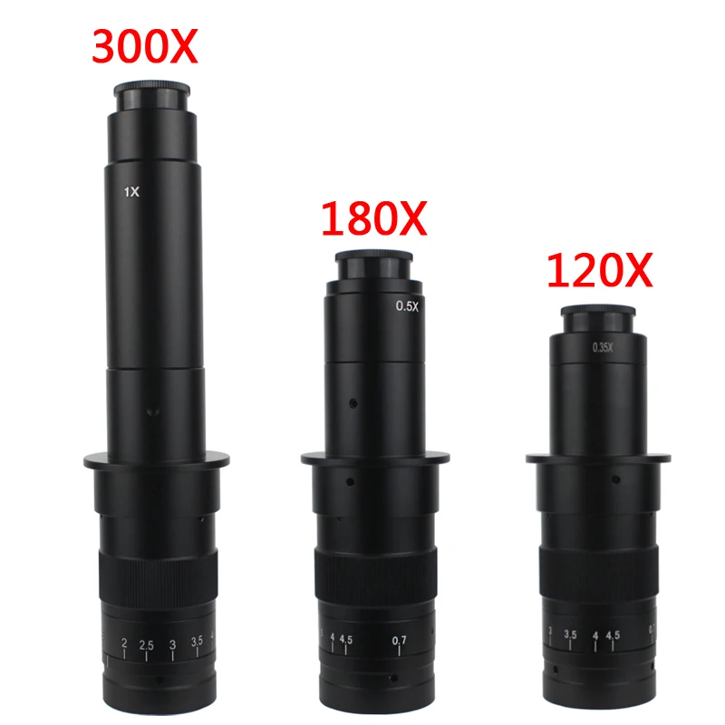 Adjustable 180X 120X 300X 200X 130X Zoom C-mount Lens 0.7X~4.5X Magnification 25mm For HDMI USB Industry Video Microscope Camera |