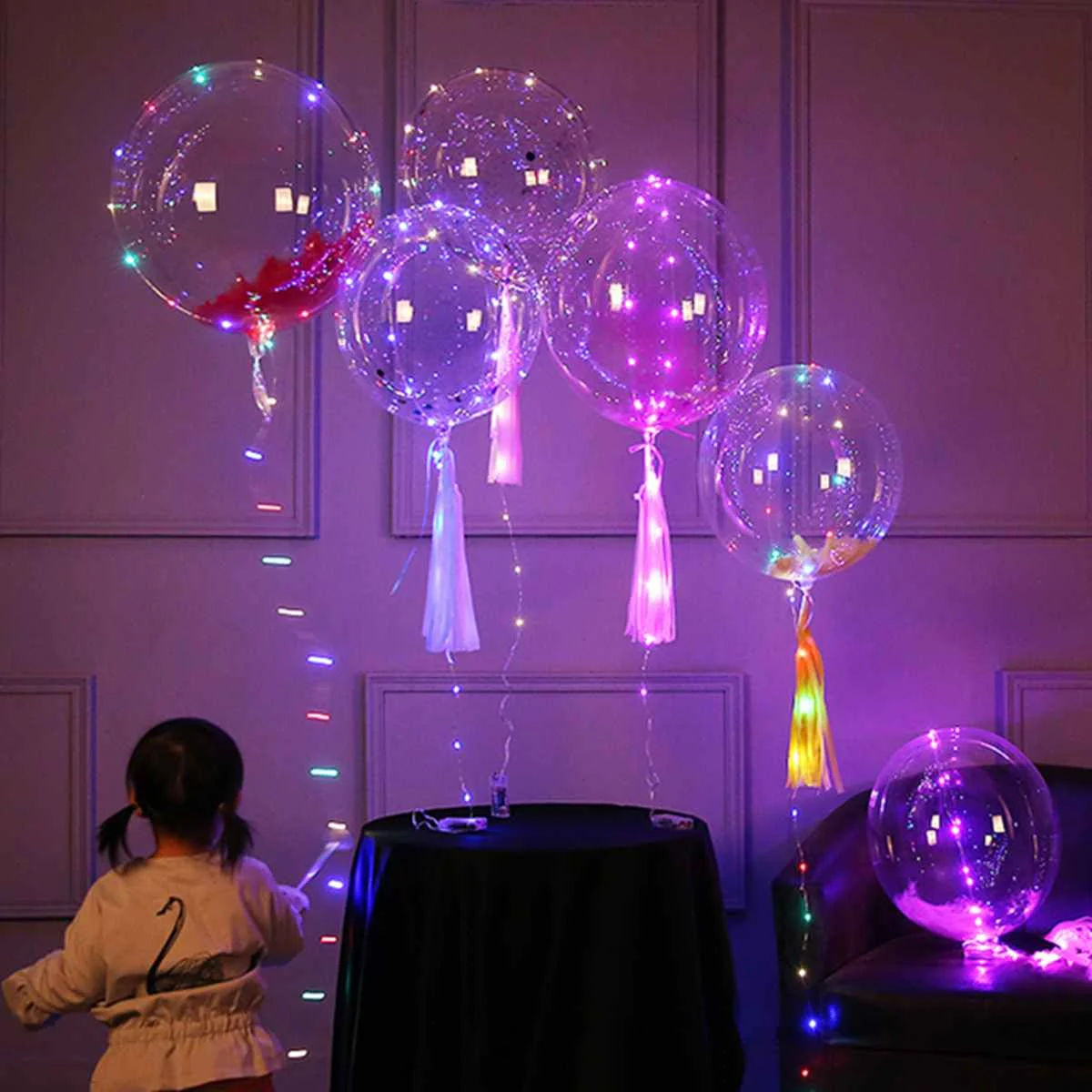 18 Inch Luminous LED Balloons Christmas Transparent Round Bubble Balloons String Light Birthday Party Wedding Christmas Decor