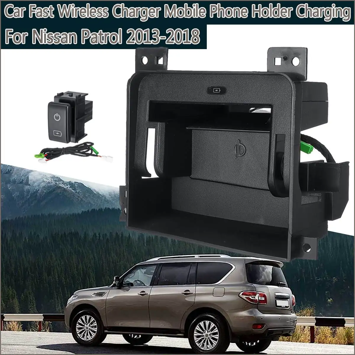

Qi Car Wireless Charger Intelligent Fast Wireless Charging Phone Holder For Nissan Patrol 2013 2014 2015 2016 2017 2018