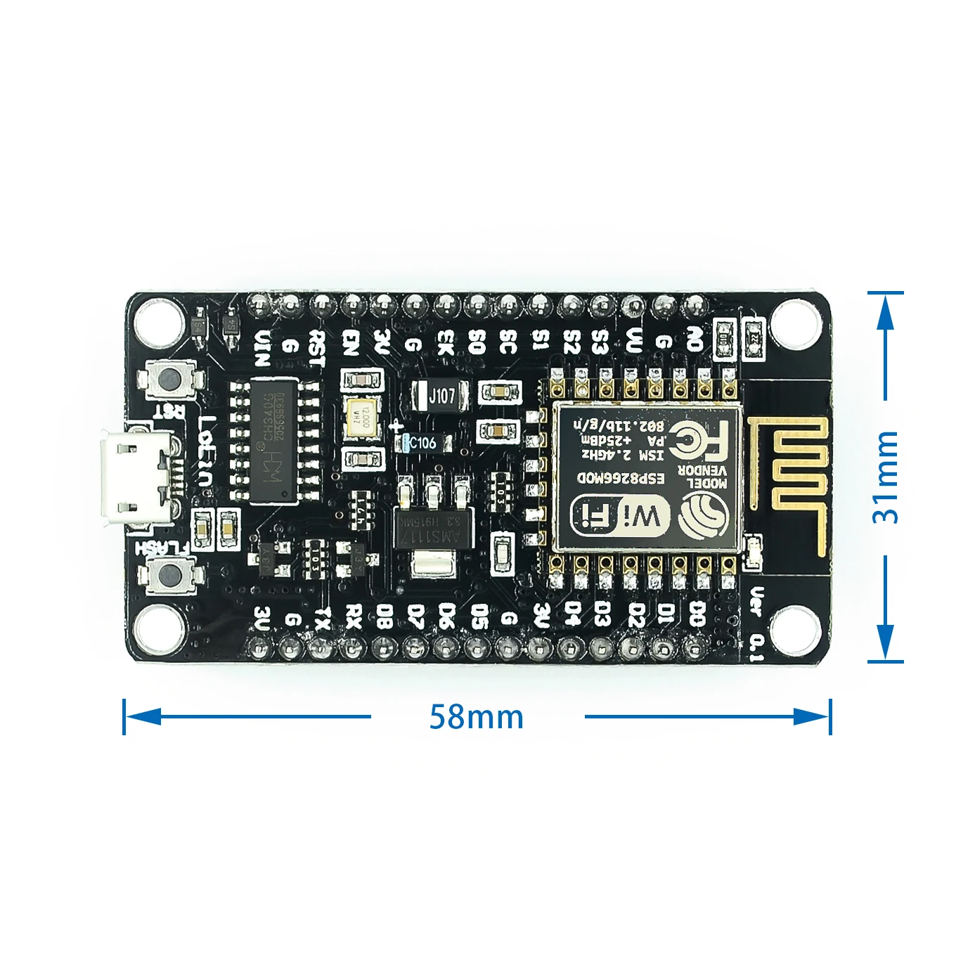 Беспроводной модуль NodeMcu v3 CH340 Lua WIFI Интернет вещей Плата развития ESP8266 с pcb