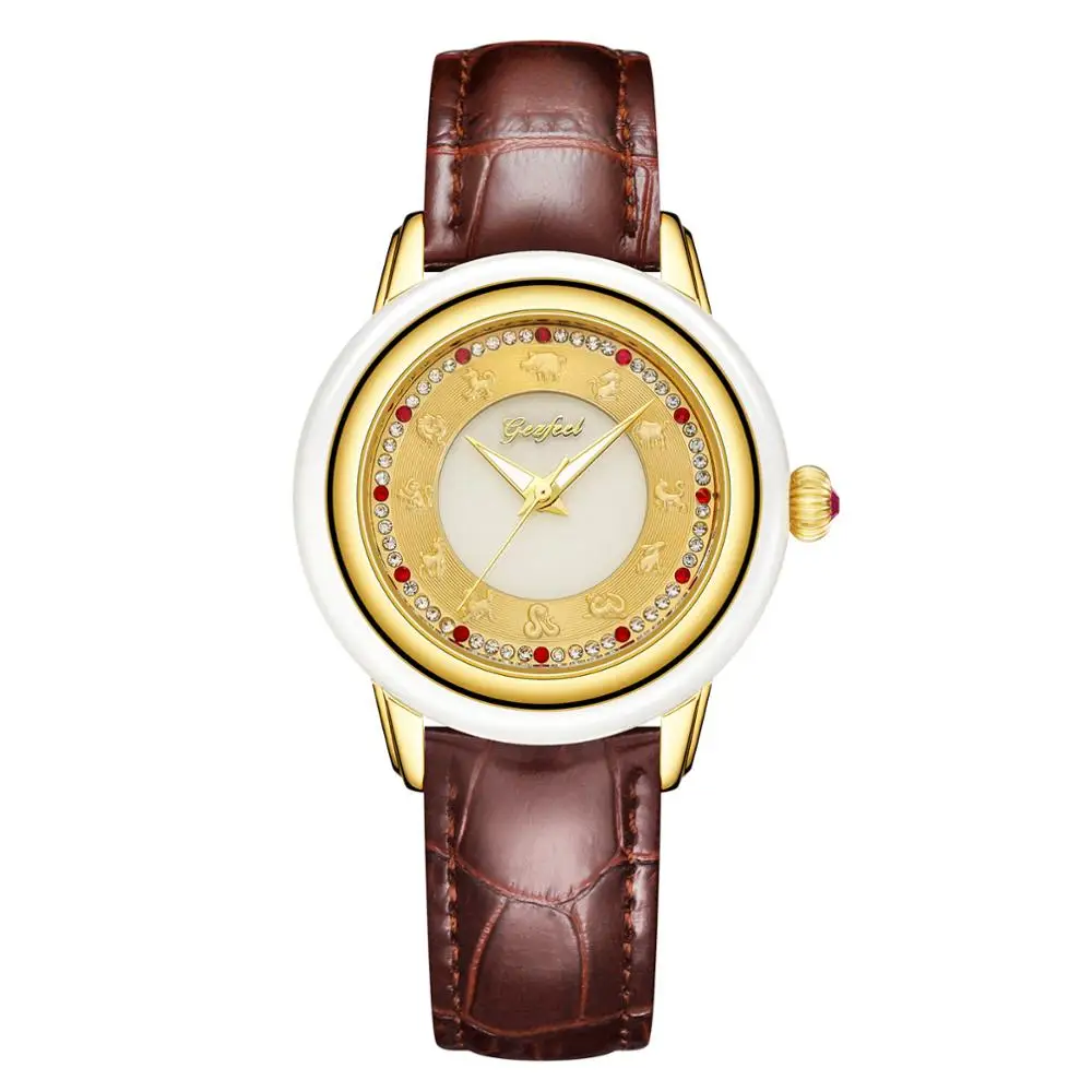 New Luxury men jade watches automatic mechanical relief zodiac Top natural jade women watches fashion creative couple clock - Цвет: Ms