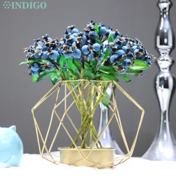 

INDIGO - 9pcs Blue Berry Branch Bouquet Table Decoration Flower Arrangment Artificial Plant Floral Event Party Interior Trim