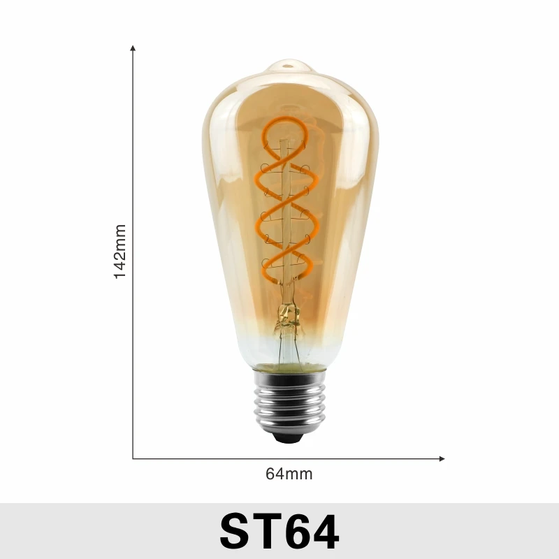 С регулируемой яркостью Edison лампа 4 Вт 2200K C35 T45 A60 ST64 G80 G95 G125 спираль светильник светодиодный Лампа накаливания подвесной светильник в стиле ретро декоративный светильник ИНЖ - Испускаемый цвет: ST64