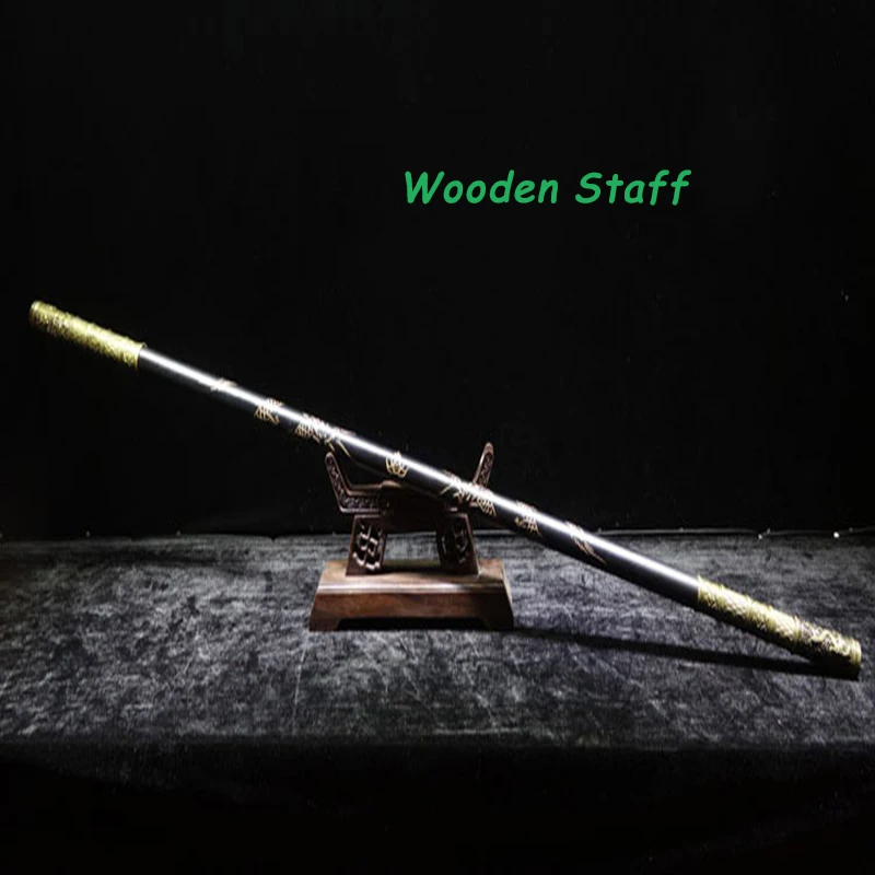 

Wooden Monkey King Staff Kungfu Wushu Wooden Sticks Monkey Cudgels Carving Dragon Wooden Cudgel Sun WuKong Weapon Long Stick
