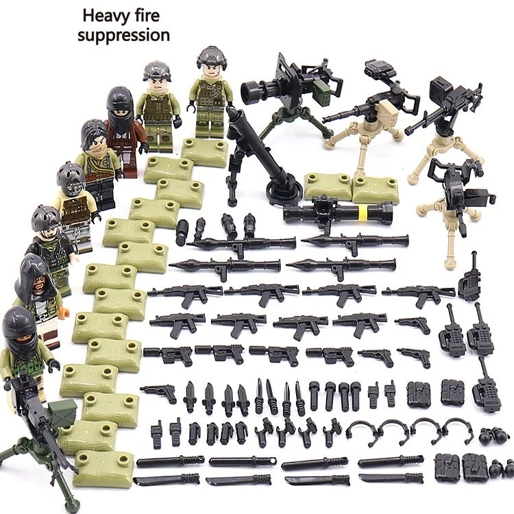 

8PCS Heavy fire suppression Weapons gun Original Block Toy Swat Police Military Weapons City Accessories Compatible Mini Figures