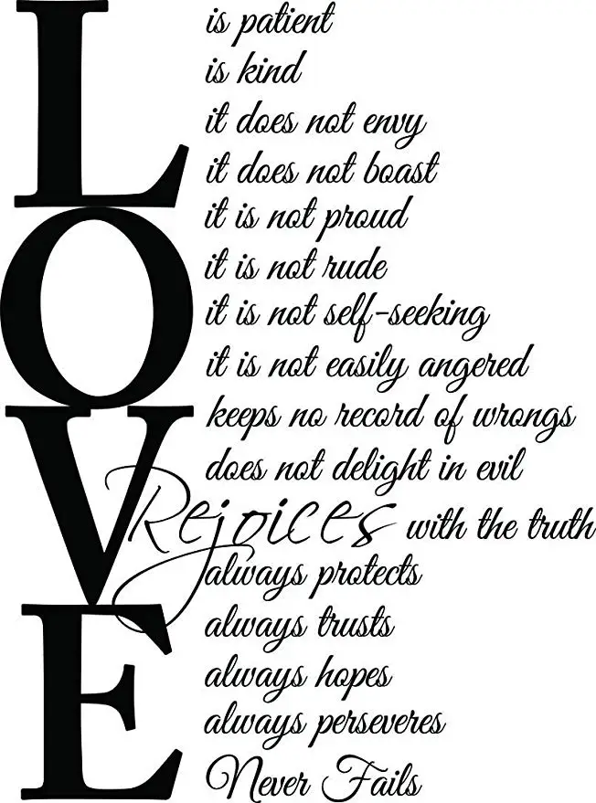 DIY non-toxic Vinyl PVC wall sticker character quote Love is Patient Quotes Sayings Inspirational Wall Art for living room decor | Дом и сад