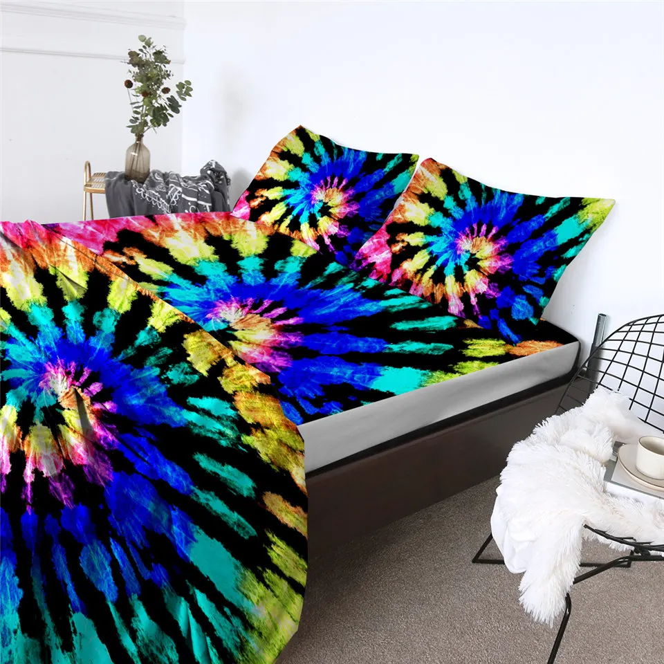 Tie Dye Hippie Mandala & Bohemian KING Size Cotton Bedding Bed Sheet Flat Sheets 