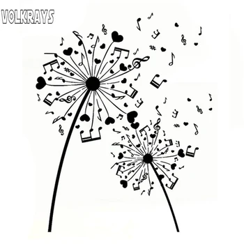 

Volkrays Interesting Car Sticker Musical Dandelion Decor Silhouette Accessories Reflective Sunscreen Vinyl Decal,18cm*14cm