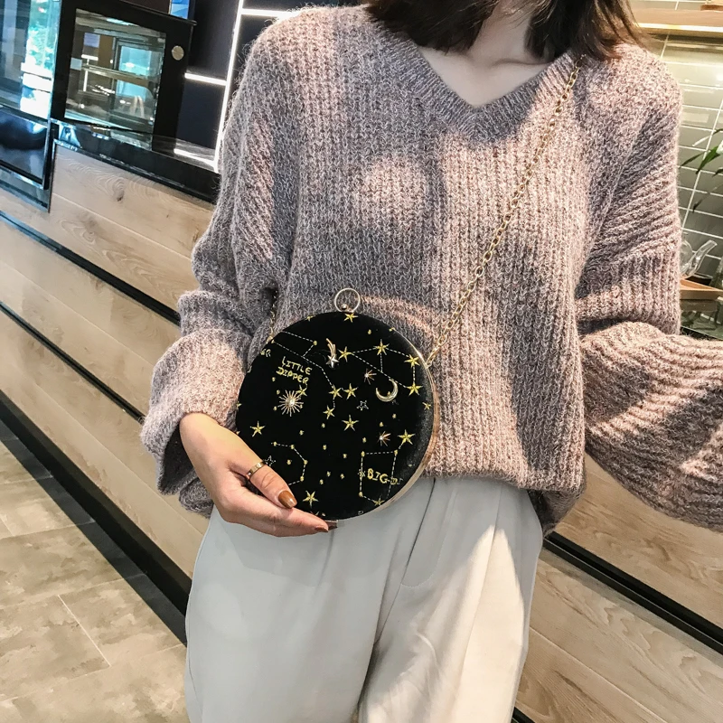 Ceny Mała torebka na telefon przekładana dla kobiet okrągłe zamszowe torebka na telefon damskie imprezowa, koktajlowa wieczór torba na ramię