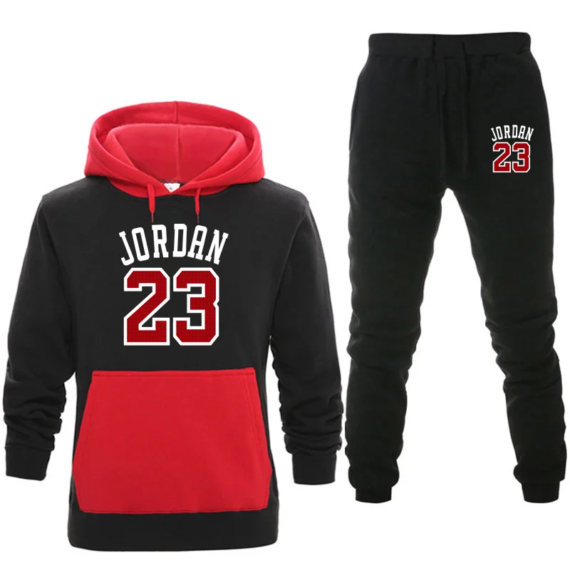

2020 Hot Selling Fashion Men's and Women's Hoodie 23 Sportswear Pullover + Sweatpants Jogging Men's Pullover 2XL Sports Suit Men