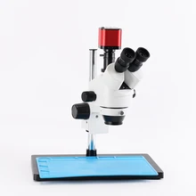 Hayear 7-45X Тринокулярный стереомикроскоп 4K промышленная камера UHD с металлической подставкой силиконовый коврик для ремонта телефона пайки