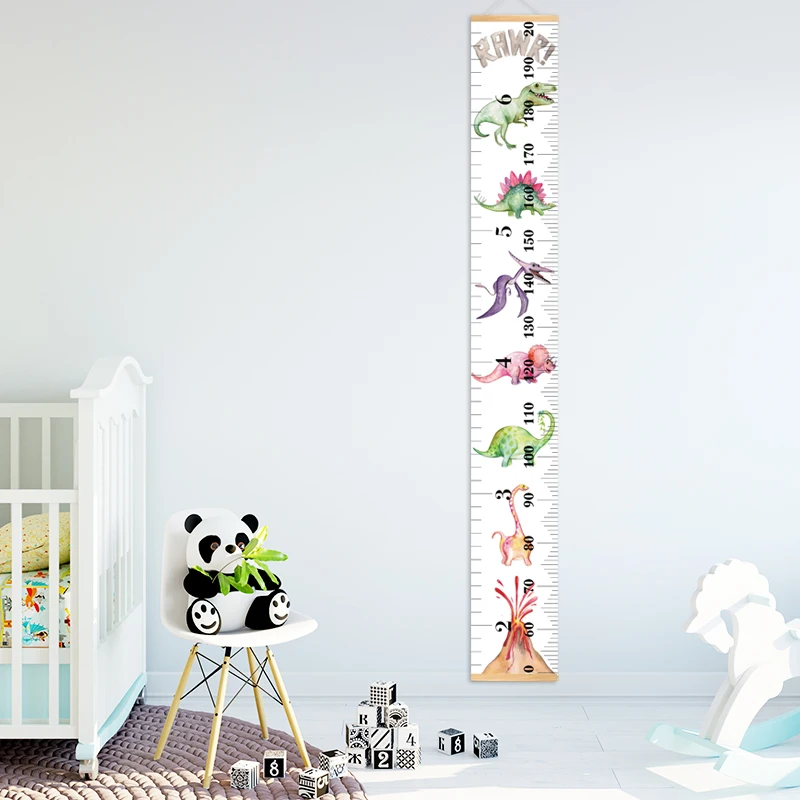 Cartoon Dinosaur Animal Height Ruler Canvas Hanging Growth Chart Kids Boy Room Wall Decor 150 Cmmeasurement Ruler Nursery Painting Calligraphy Aliexpress