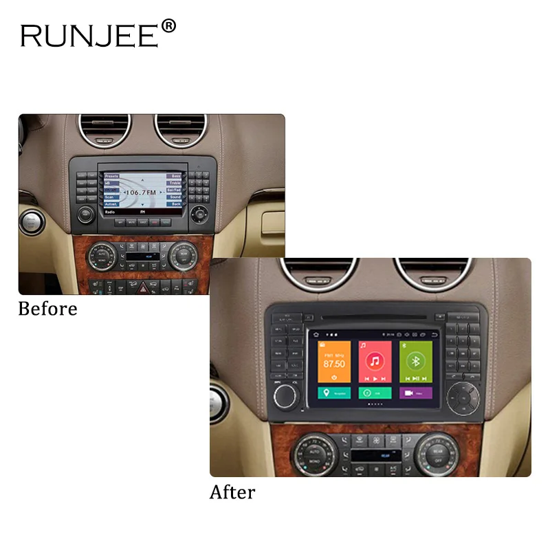 Clearance RUNJEE PX6 RK3399 IPS DSP car multimedia Autoradio for Mercedes Benz ML Series W164 ML GL  SWC Videoutput car dvd 4
