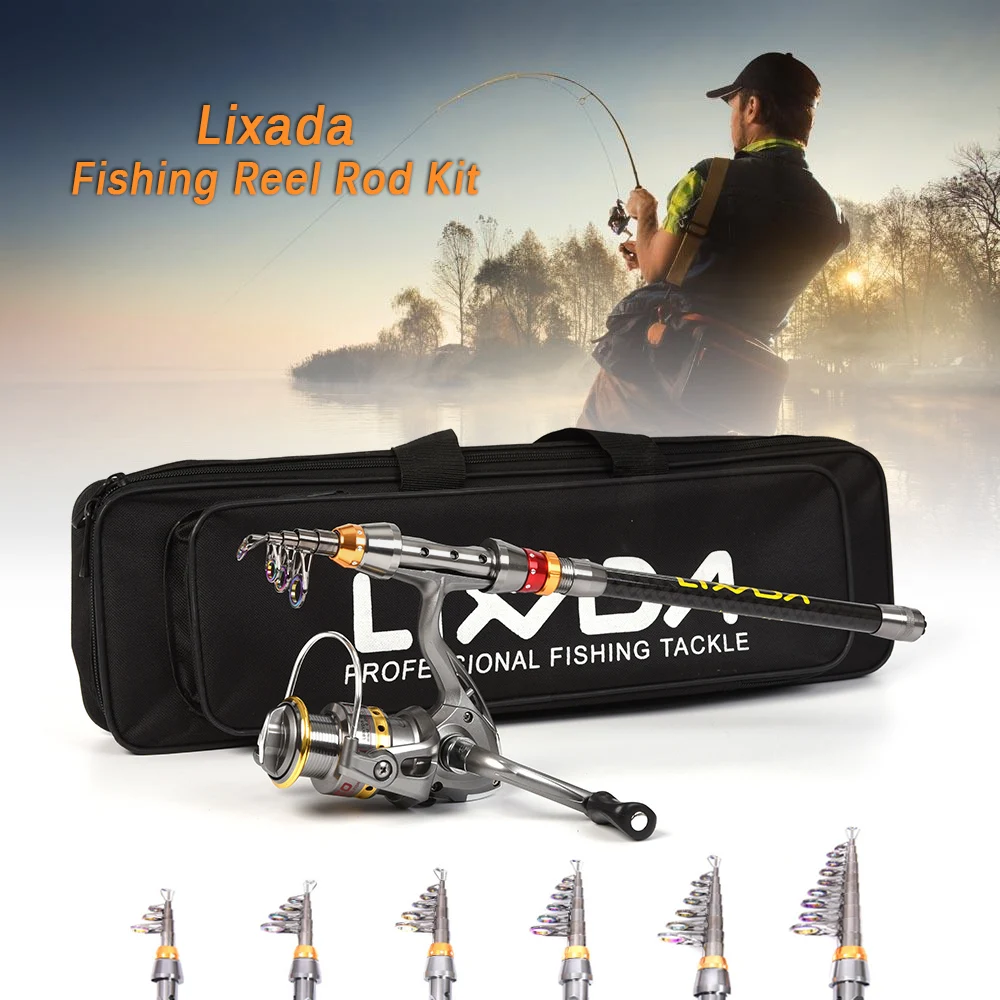 Lixada Telescopic Fishing Rod and Reel Combo Full Kit Carbon Fiber Fishing  Rod Pole Spinning Fishing Reel Tackle Carrier Bag