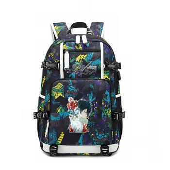 

The Promised Neverland Anime School Bags Large Women Travel Back Pack Cartoon Waterproof Bookbag USB Charging Laptop Backpack